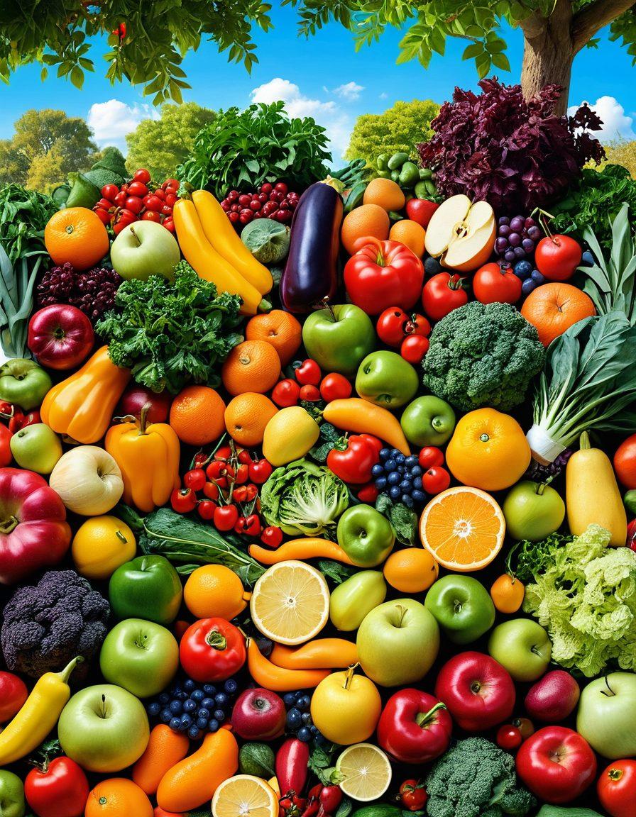 A harmonious scene depicting a vibrant array of fresh fruits and vegetables, seamlessly blended with symbols of public health like a stethoscope and a heart monitor. In the background, a serene natural landscape symbolizes wellness, with people engaged in healthy activities like jogging and practicing yoga. Incorporate a soft, warm color palette to evoke feelings of health and vitality. super-realistic. vibrant colors. 3D.